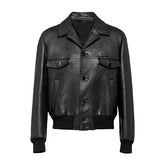 Mens Black Textured Trucker Jacket